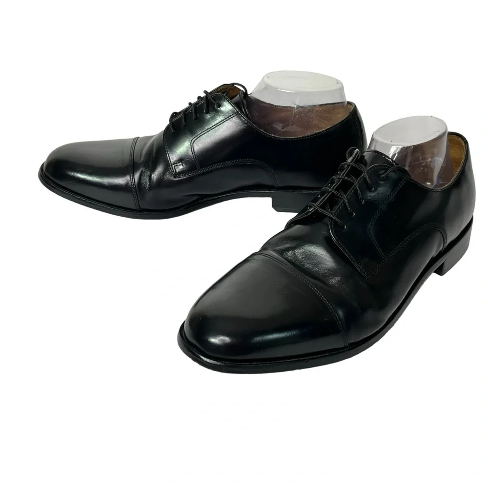 Florsheim Broxton‎ Cap Toe Men's 10.5 D Black Leather Dress Tie Shoes